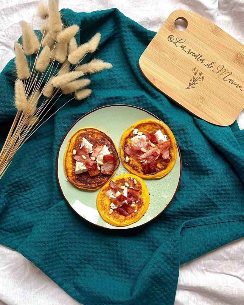 Pancake butternut – chèvre et poitrine fumée