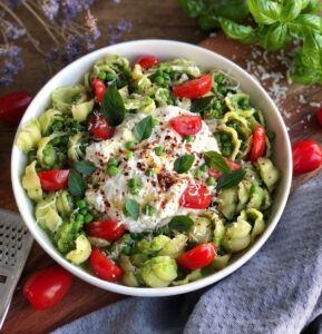 Pâtes au pesto de petits pois