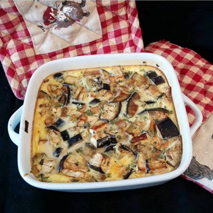 Flan aubergine, mozzarella et olives