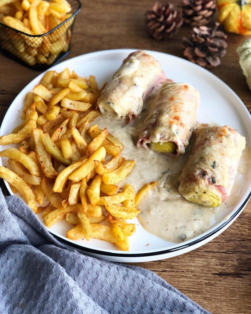 Rouleaux de poireaux et jambon