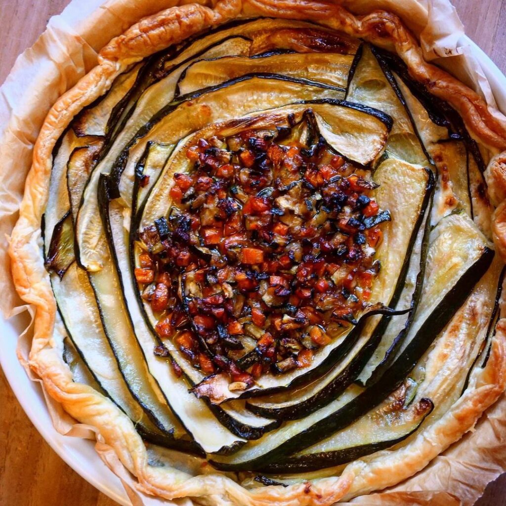 Tarte courgettes, carottes et moutarde