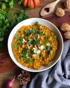 Fregola façon risotto au potimarron et gorgonzola