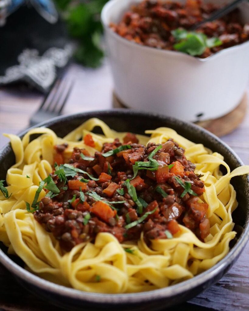 Spaghetti à la bolognaise de lentilles