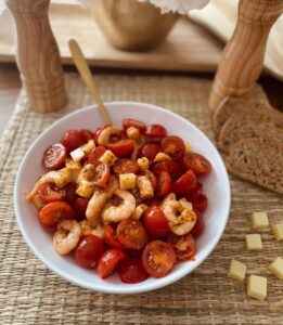 Salade de tomates cerises et crevettes