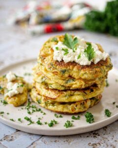 Pancakes aux herbes et à la feta