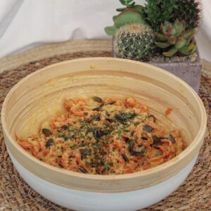 Spaghettis de carottes et crème de topinambours