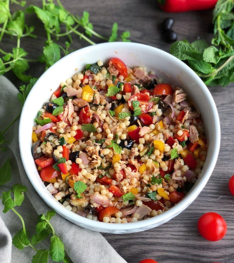 Fregola façon taboulé aux légumes et thon