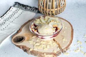 Overnight porridge façon pêche Melba