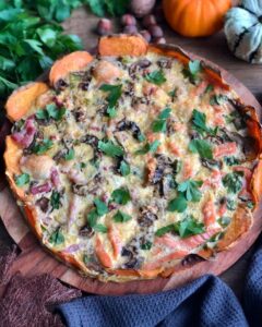 Quiche aux 2 saveurs et croûte de patates douces