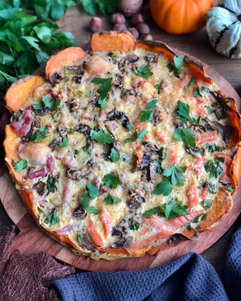 Quiche aux 2 saveurs et croûte de patates douces