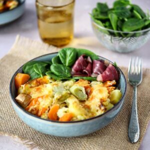 Gratin de poireaux-pommes de terre-carottes