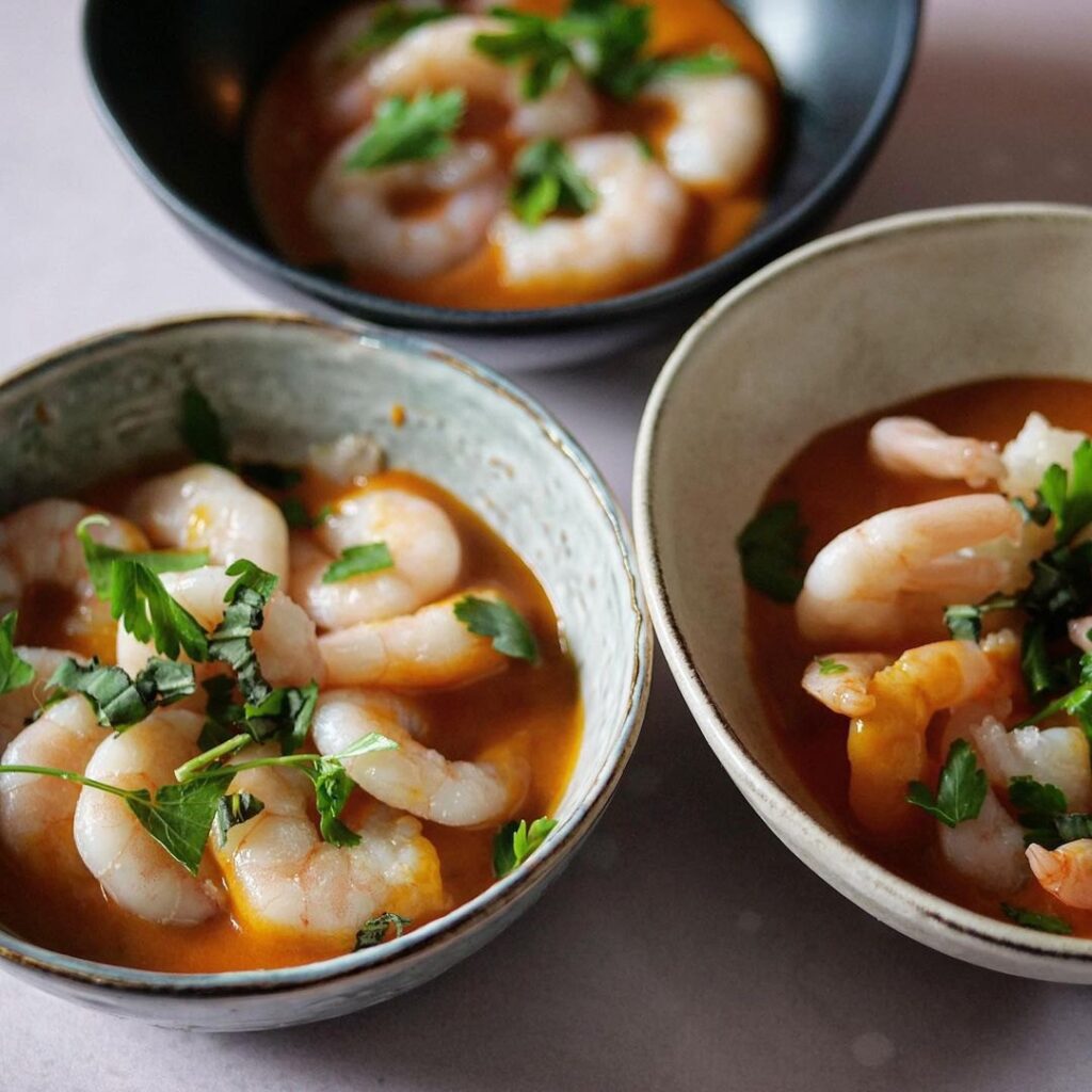 Petites crevettes vapeur à l’ail