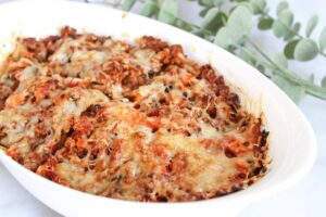 Gratin de riz façon bolognaise
