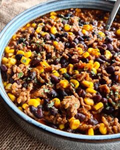 Chili con carne haricots maïs origan
