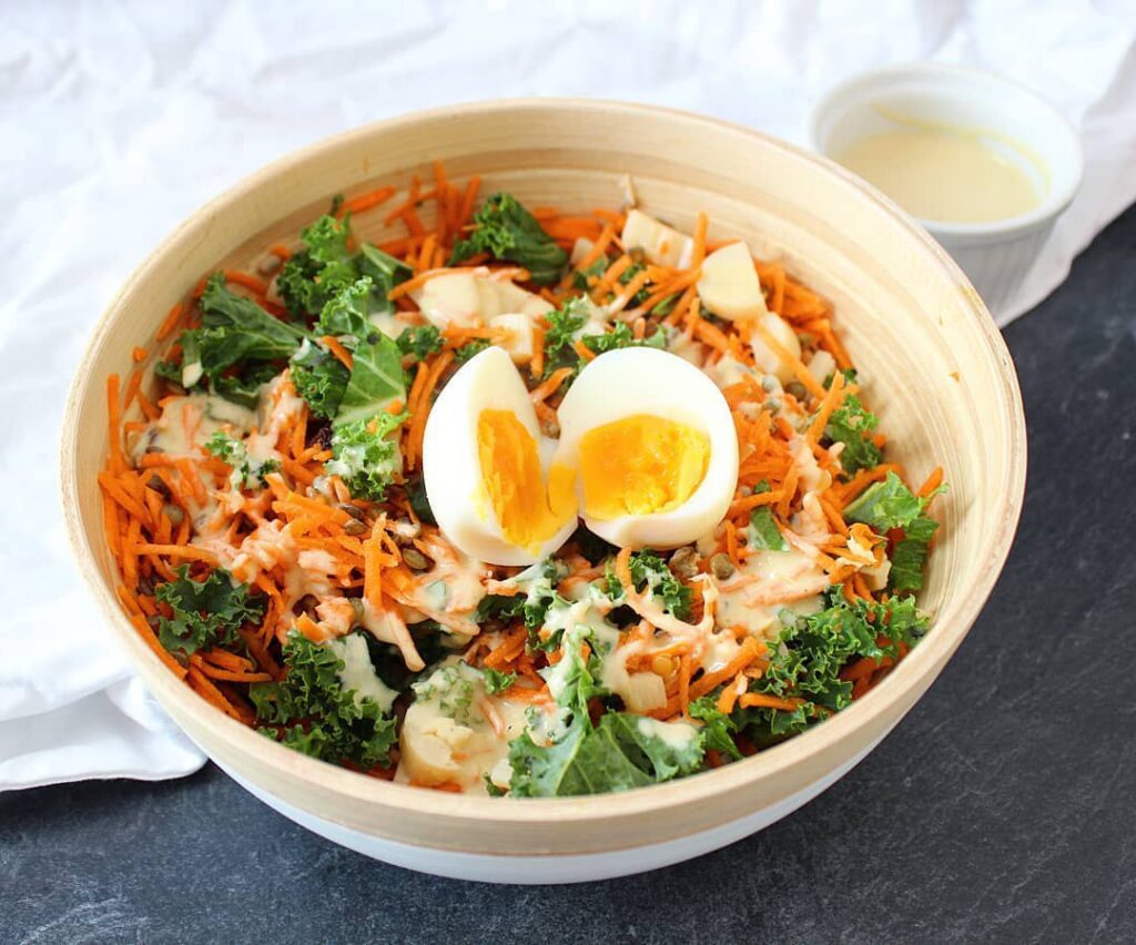 Salade de lentilles et œuf mollet