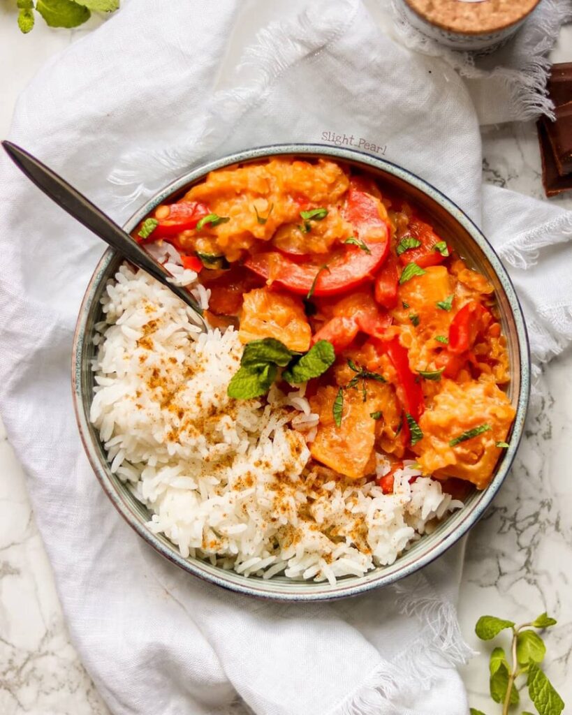 Curry de butternut et poivrons rouges