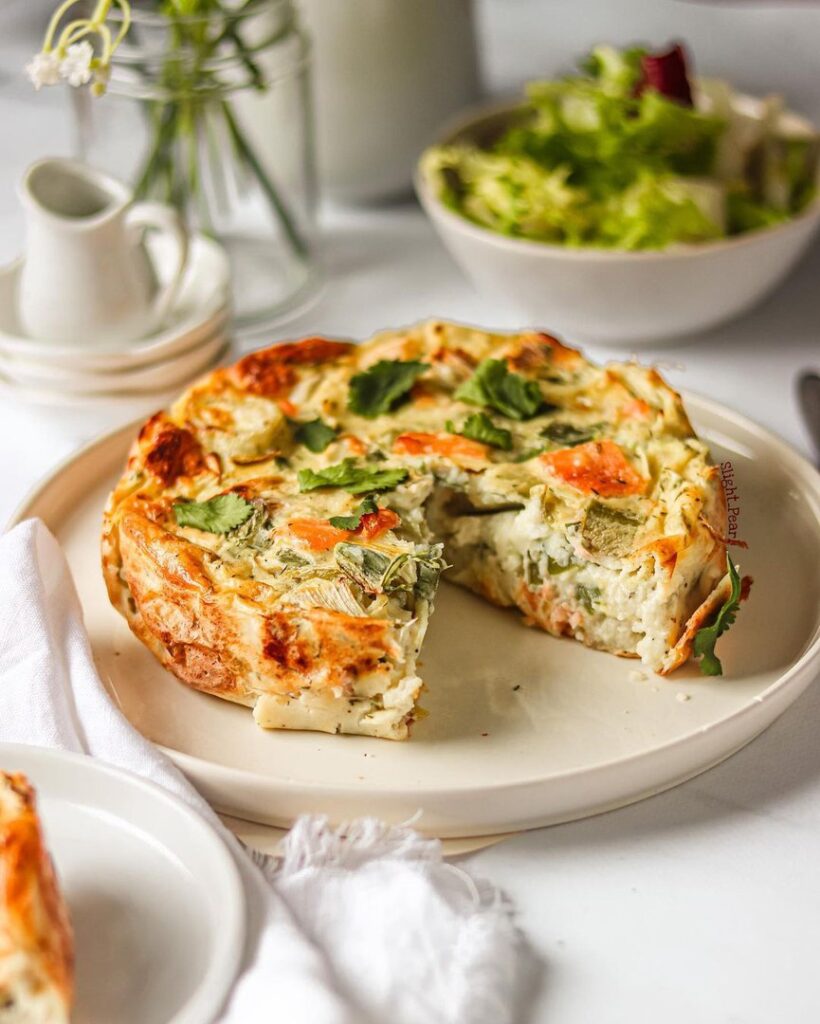 Quiche légère aux poireaux et saumon fumé