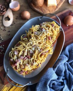 Courge spaghetti façon carbonara Courge spaghetti façon carbonara
