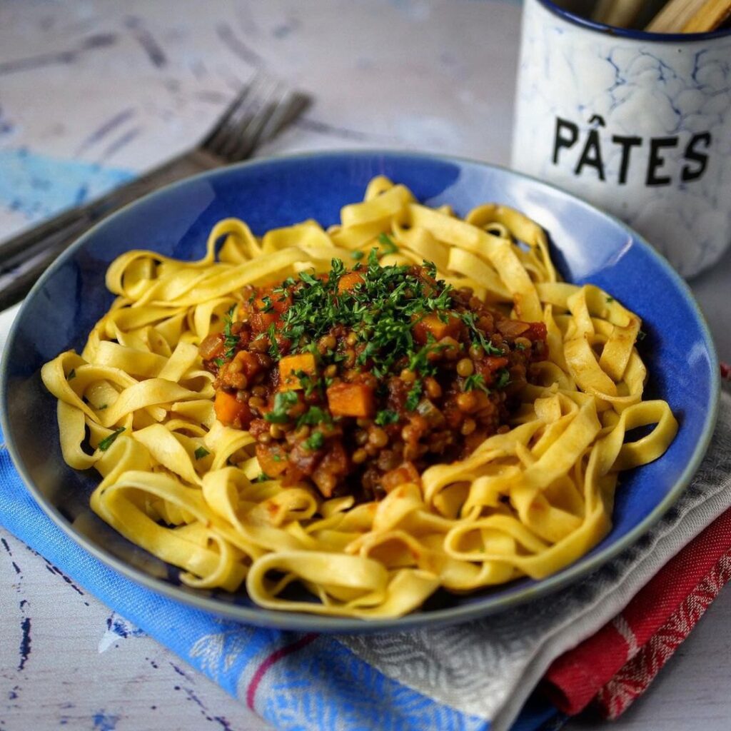 Tagliatelles aux lentilles et carottes