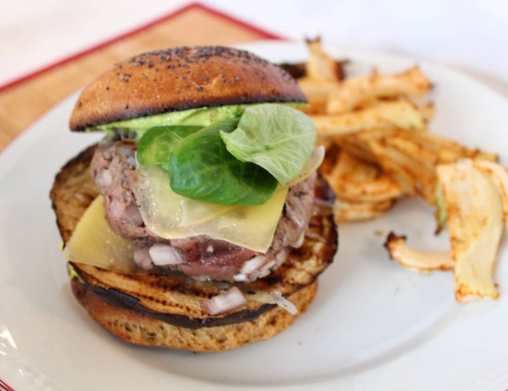 Burger au comté et à la crème de courgettes
