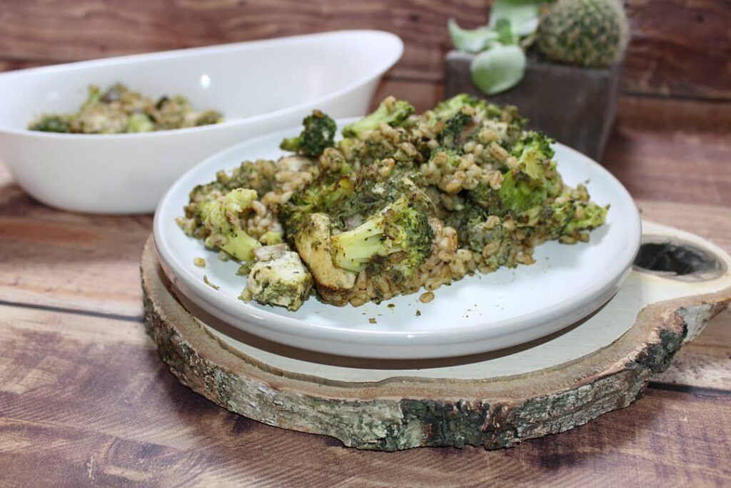 Gratin poulet et brocolis au pesto