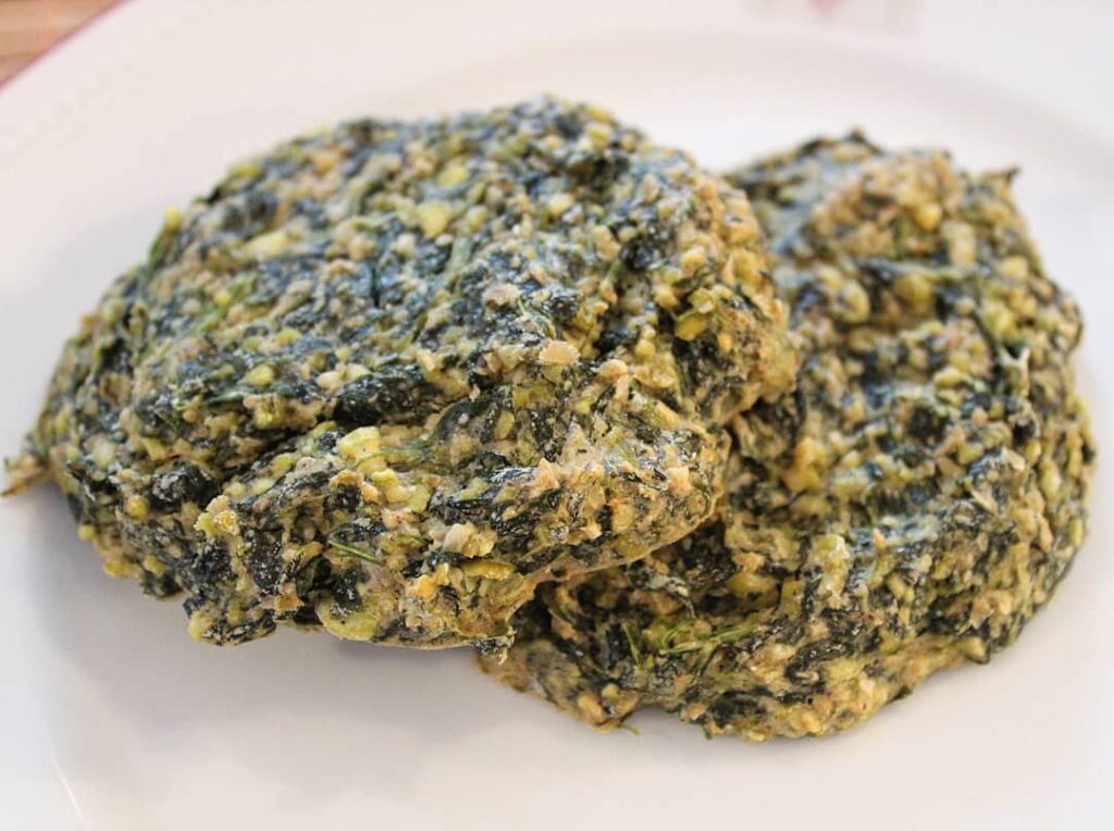 Galettes de pois cassés épinards et chèvre