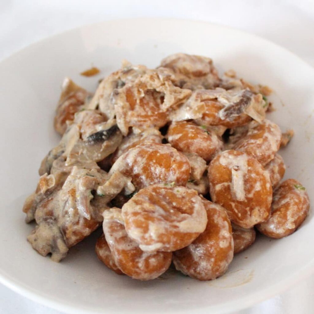 Gnocchis de patate douce aux champignons