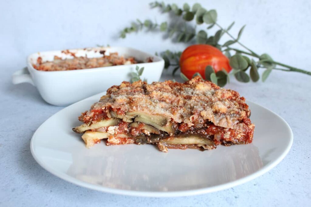 Gratin d&rsquo;aubergine au tofu et au parmesan