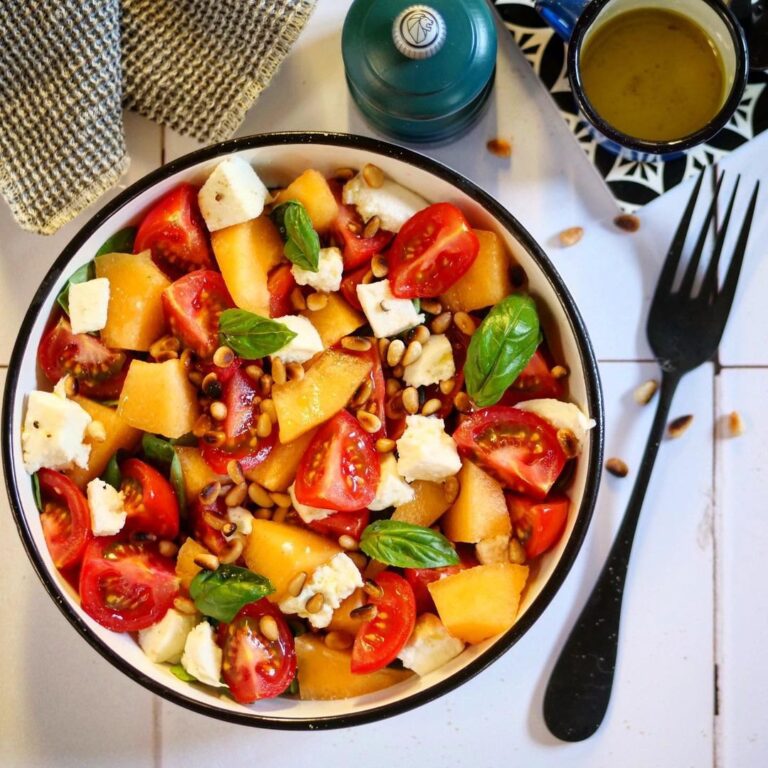 Salade melon mozza basilic