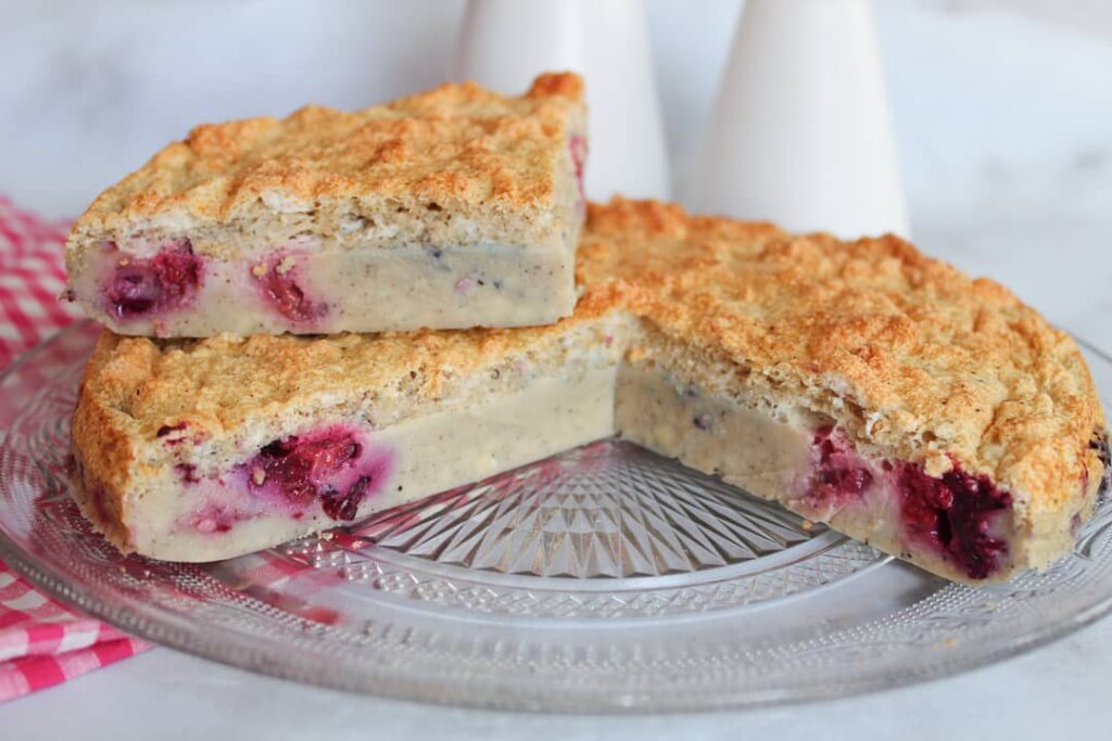Gâteau magique vanille et framboises