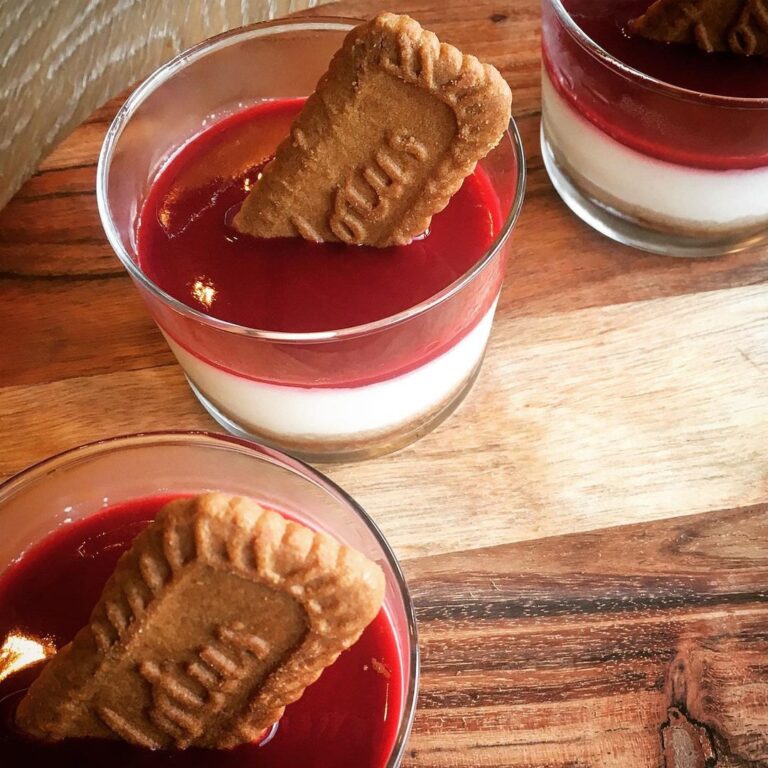 Panna cotta spéculoos et son coulis de fruits rouges
