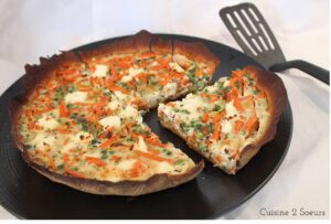 Quiche petits pois, carottes et chèvre