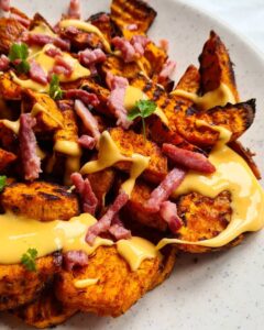 Patates douces au cheddar et lardons