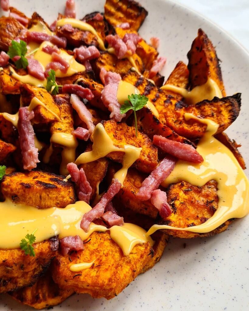 Patates douces au cheddar et lardons