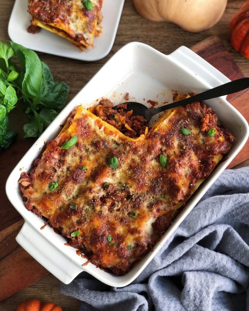 Lasagne de butternut à la sauce bolognaise