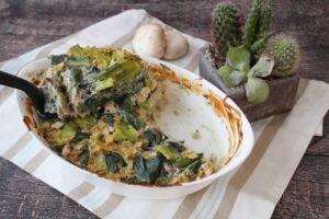 Gratin de crozets et poireaux