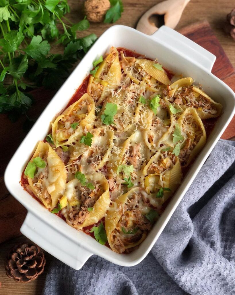 Gonchiglioni poireaux, thon et mozzarella