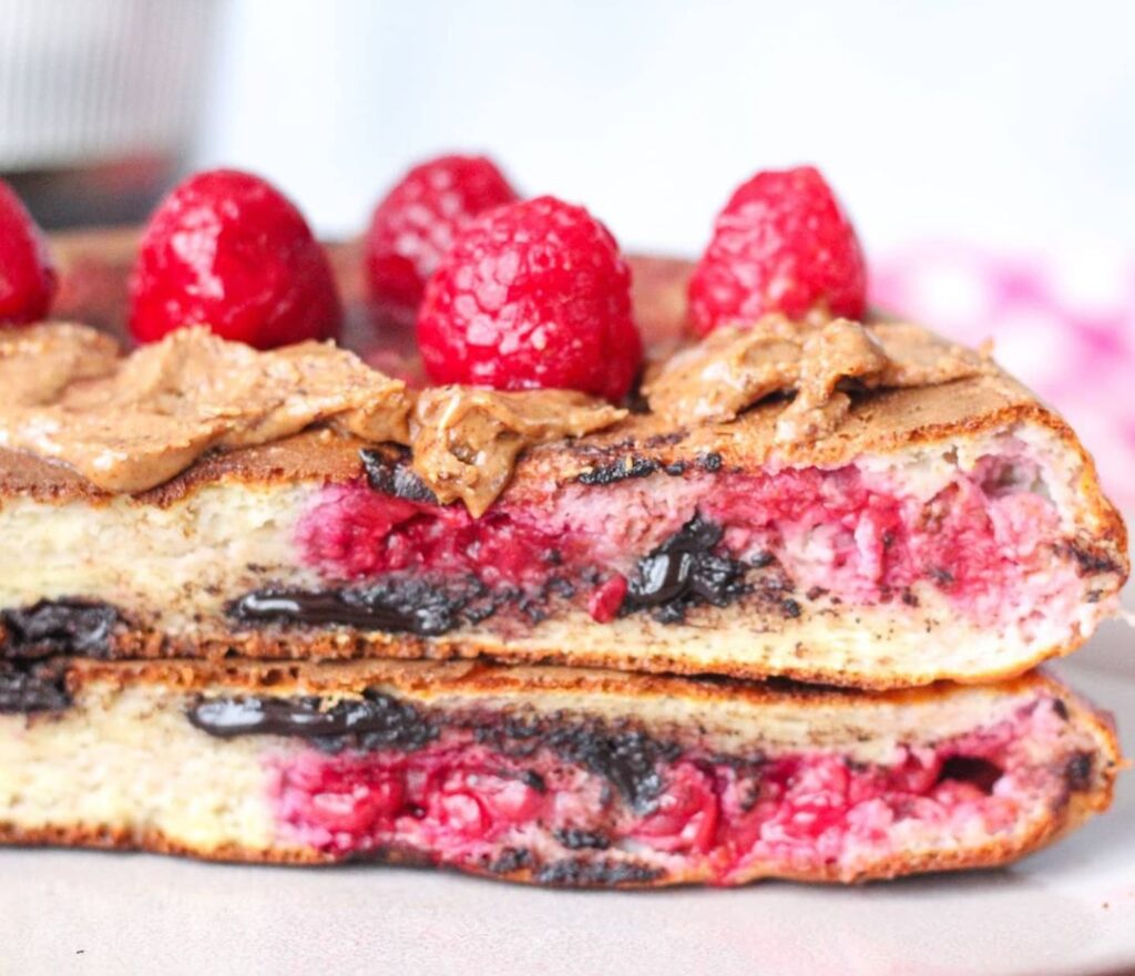 Pancake fourré framboises & chocolat