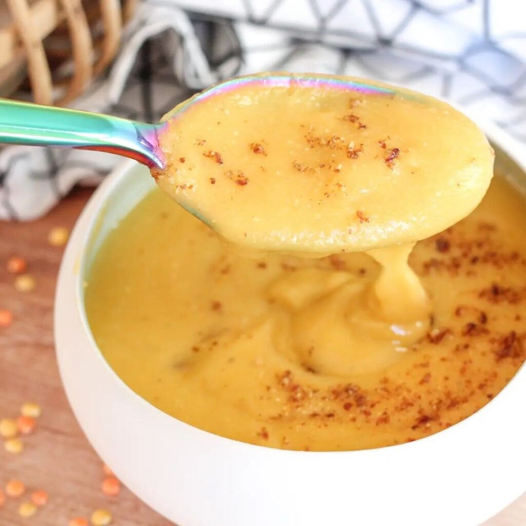 Soupe butternut et lentilles corail au lait de coco