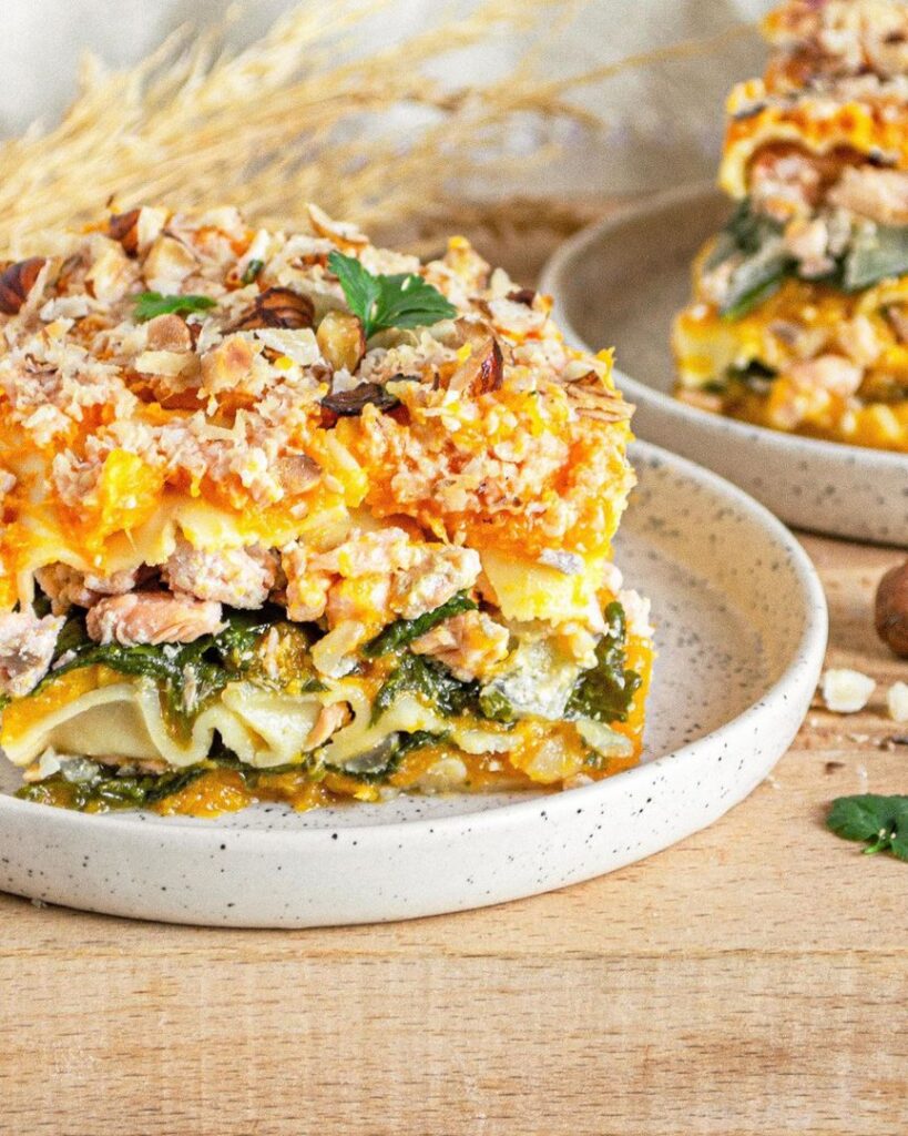Lasagnes à la courge butternut saumon et épinards