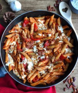 Pâtes Arrabiata chorizo et poivrons
