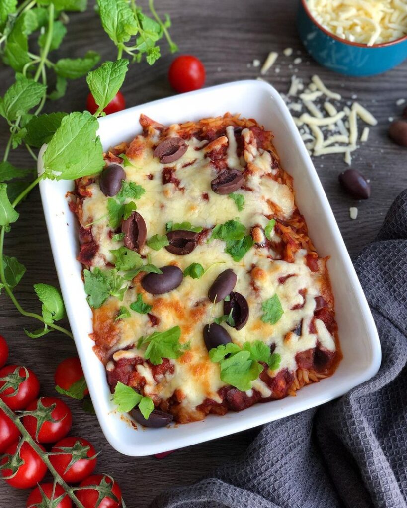 Youvetsi végétarien gratiné