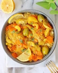 Tajine sucré/salé au citron confit – abricots secs