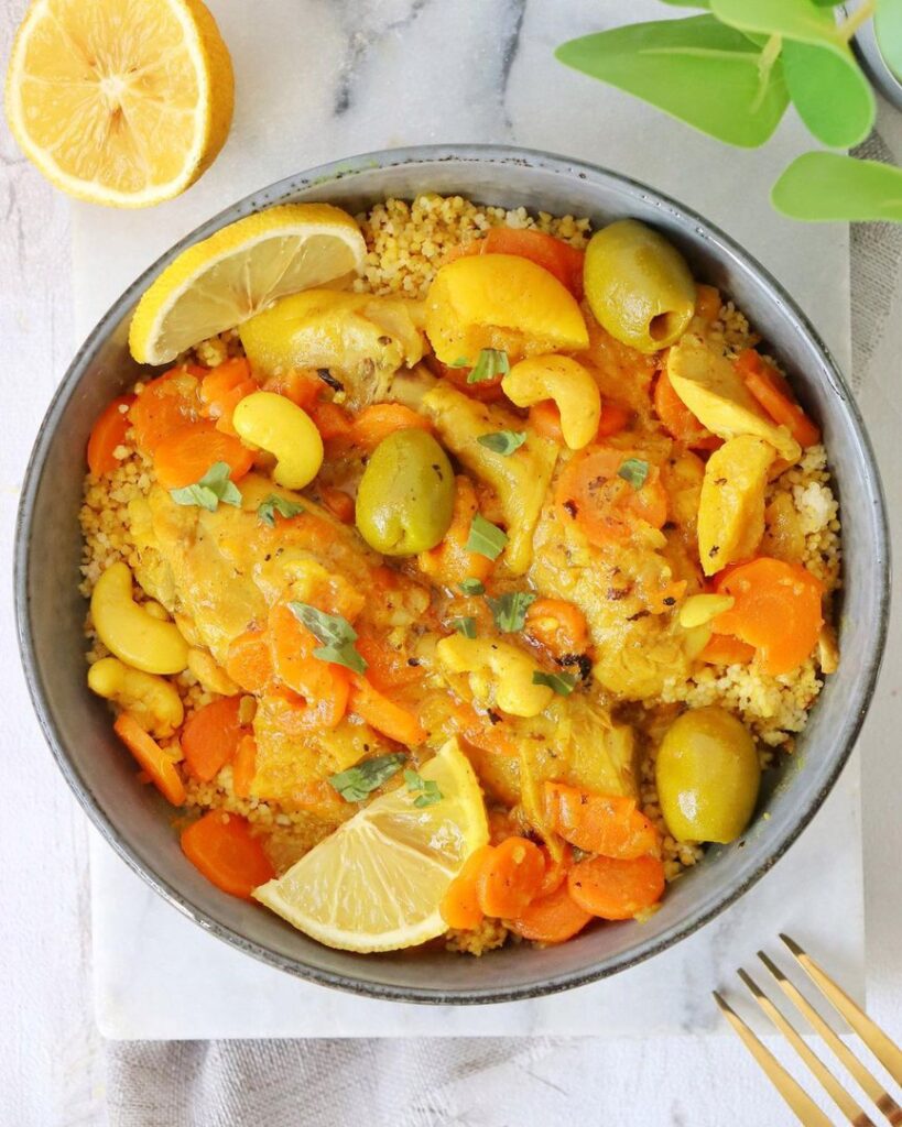 Tajine sucré/salé au citron confit – abricots secs