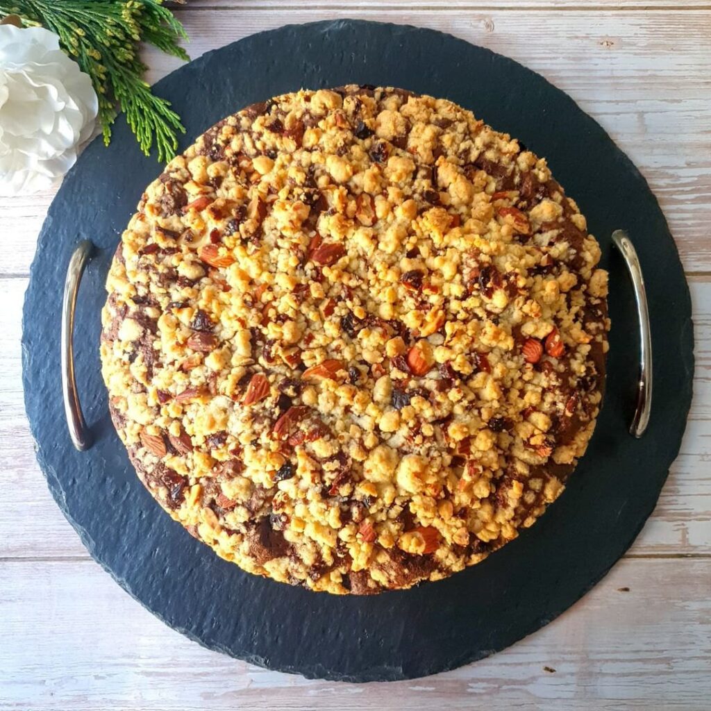 Crumble cake au chocolat et cranberries