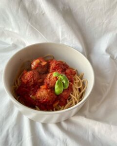 Spaghetti aux boulettes veggie