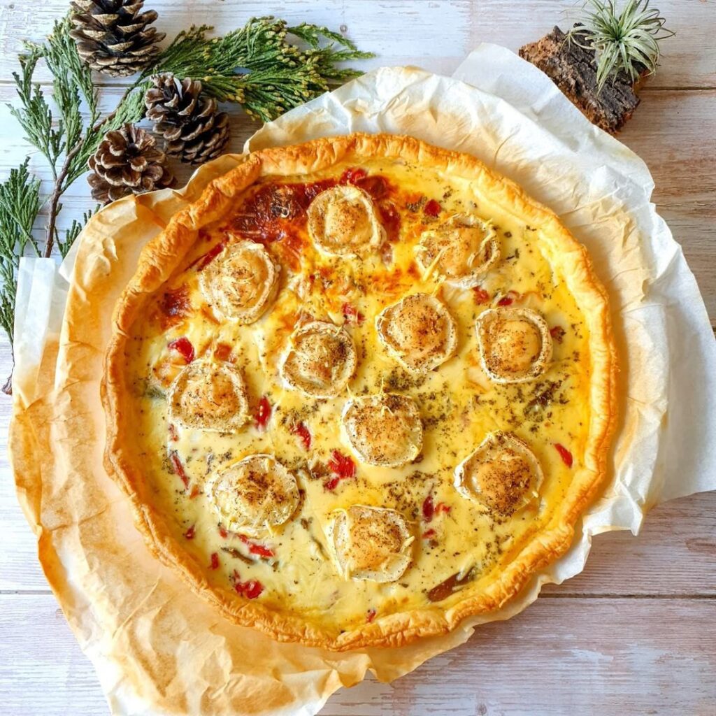 Tarte au chèvre et poivrons marinés