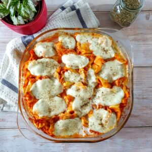 Gratin de tortelloni mozzarella et origan Gratin de tortelloni mozzarella et origan
