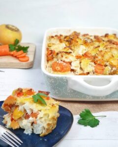 Gratin : patate douce – légumes de saison