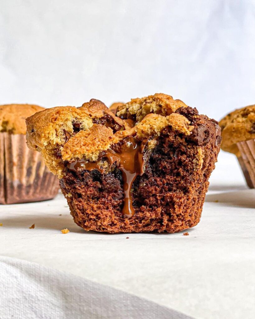 Muffins façon cookies au cœur coulant chocolat